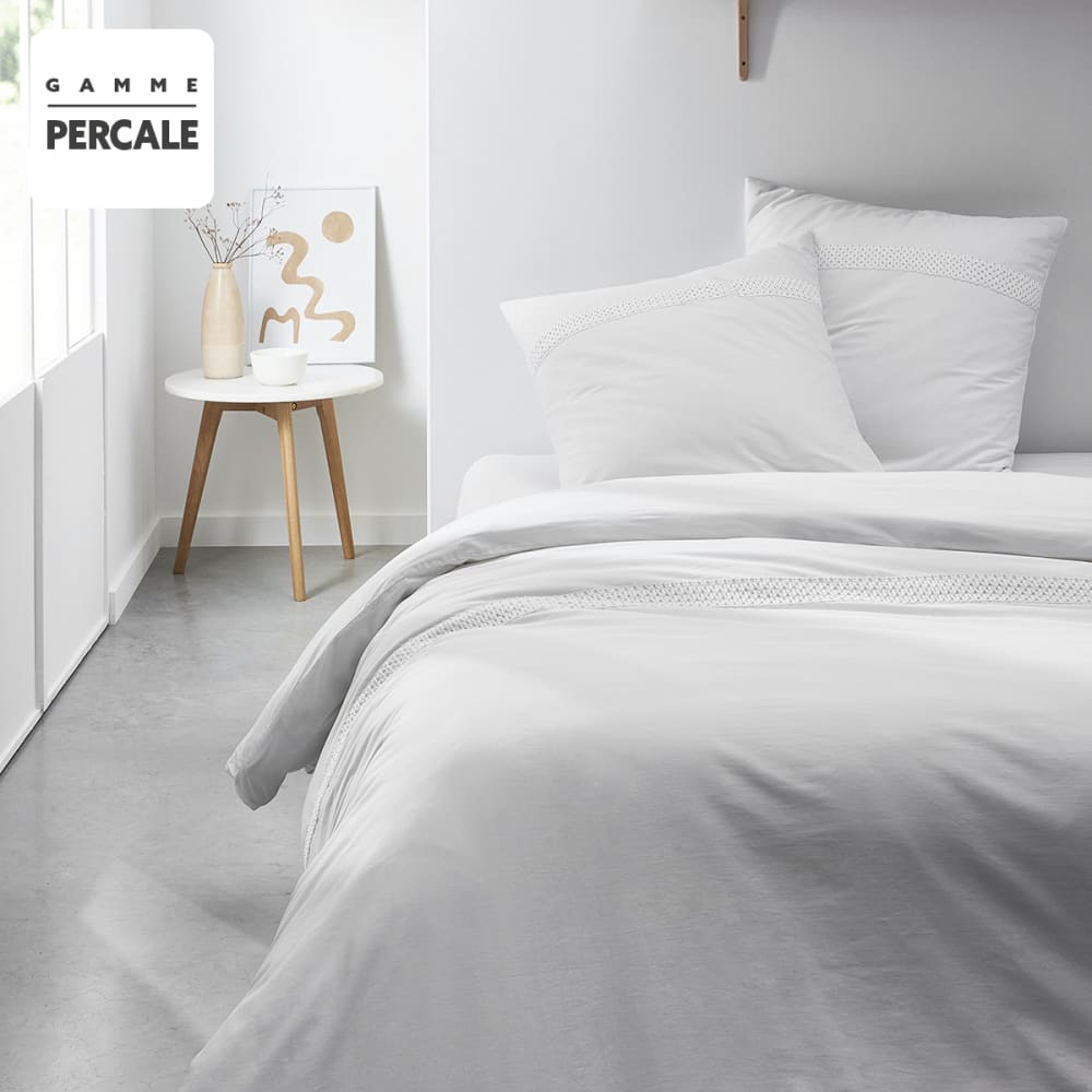 Parure de lit 2 personnes macramé uni coton 240x260 cm blanc — vue 4
