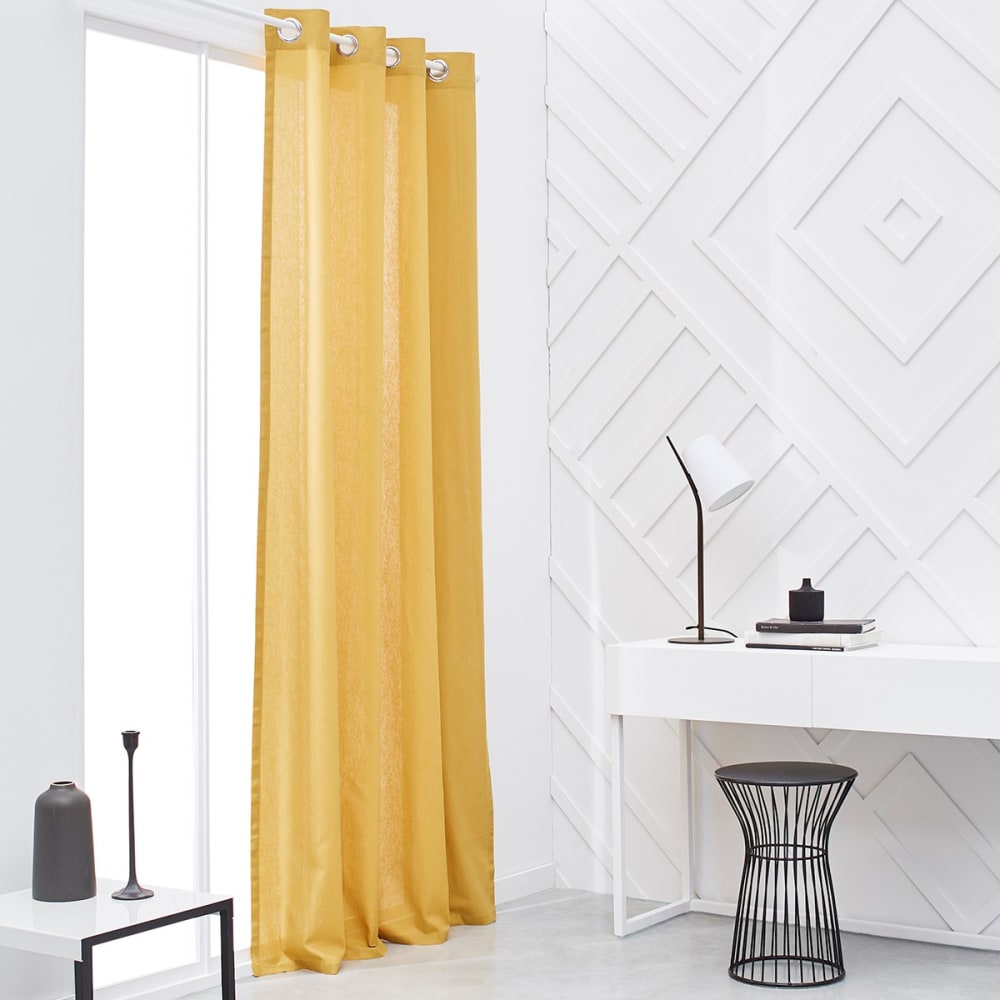 Rideau oeillets uni  140x240 cm Jaune