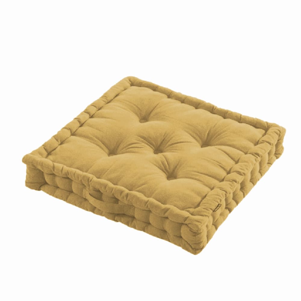 Coussin de sol uni gaze de coton  40x40 cm Jaune