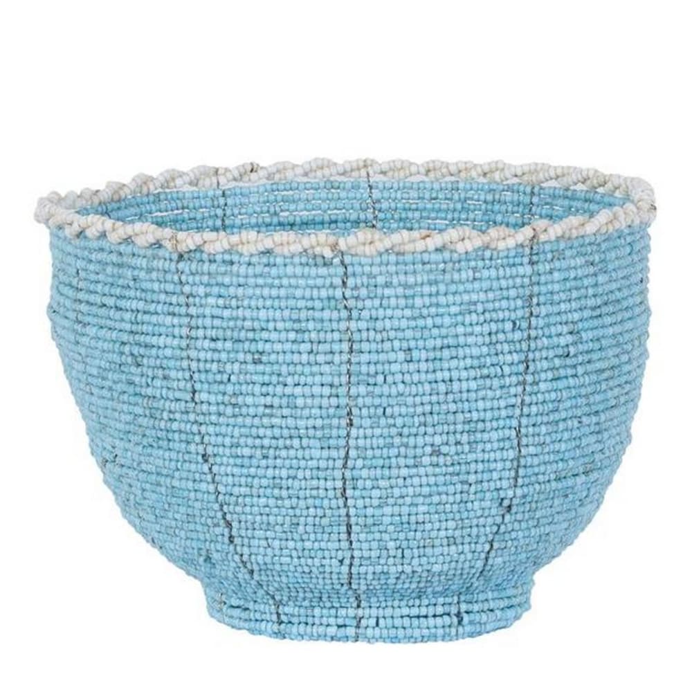 My Bliss Home Petit pot en perles de verre, turquoise 10x13 cm style inspirations d'ailleurs Bleu Cristal