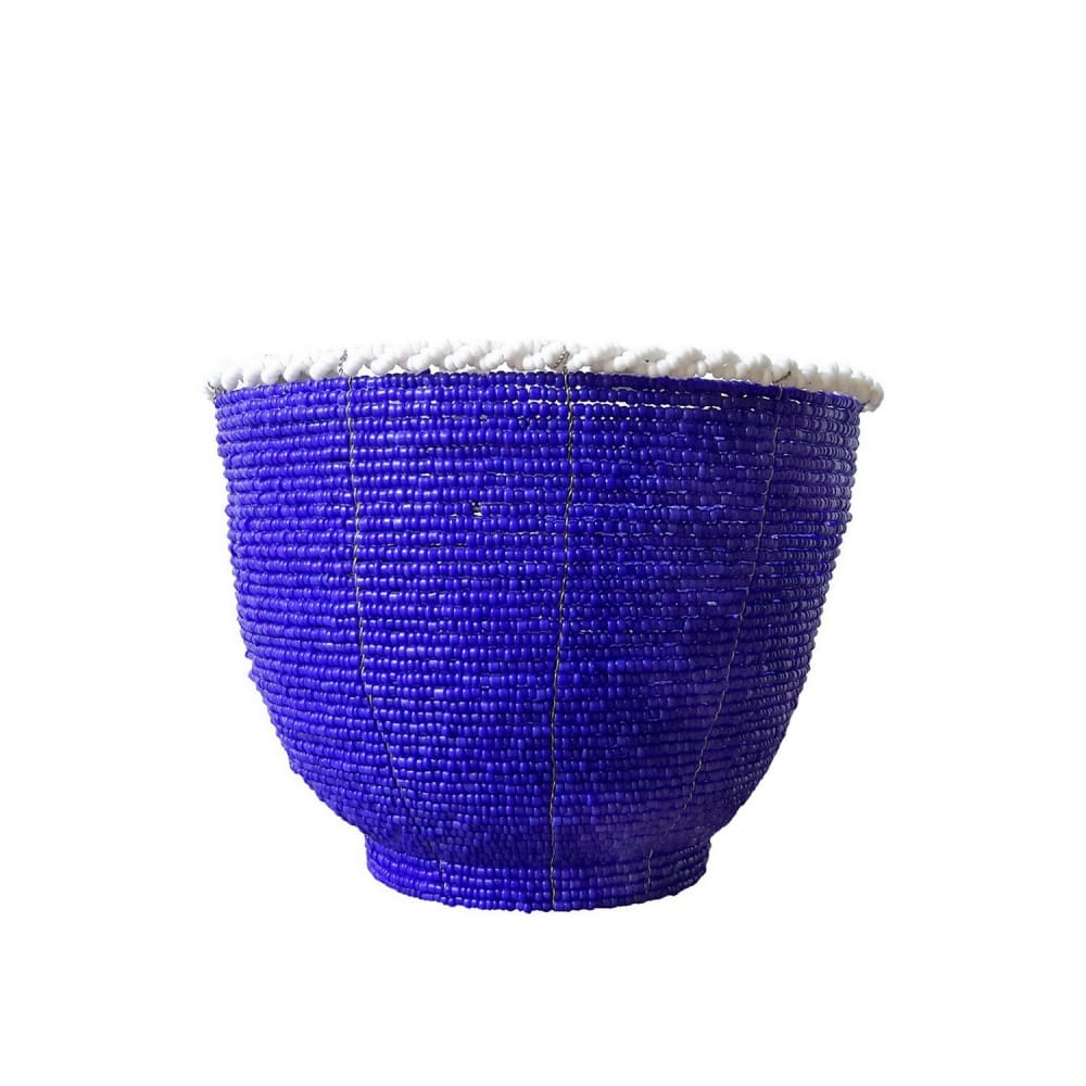 Ciotola in perline, blu 10x13 cm - Modello Esotico - Blu - Vetro