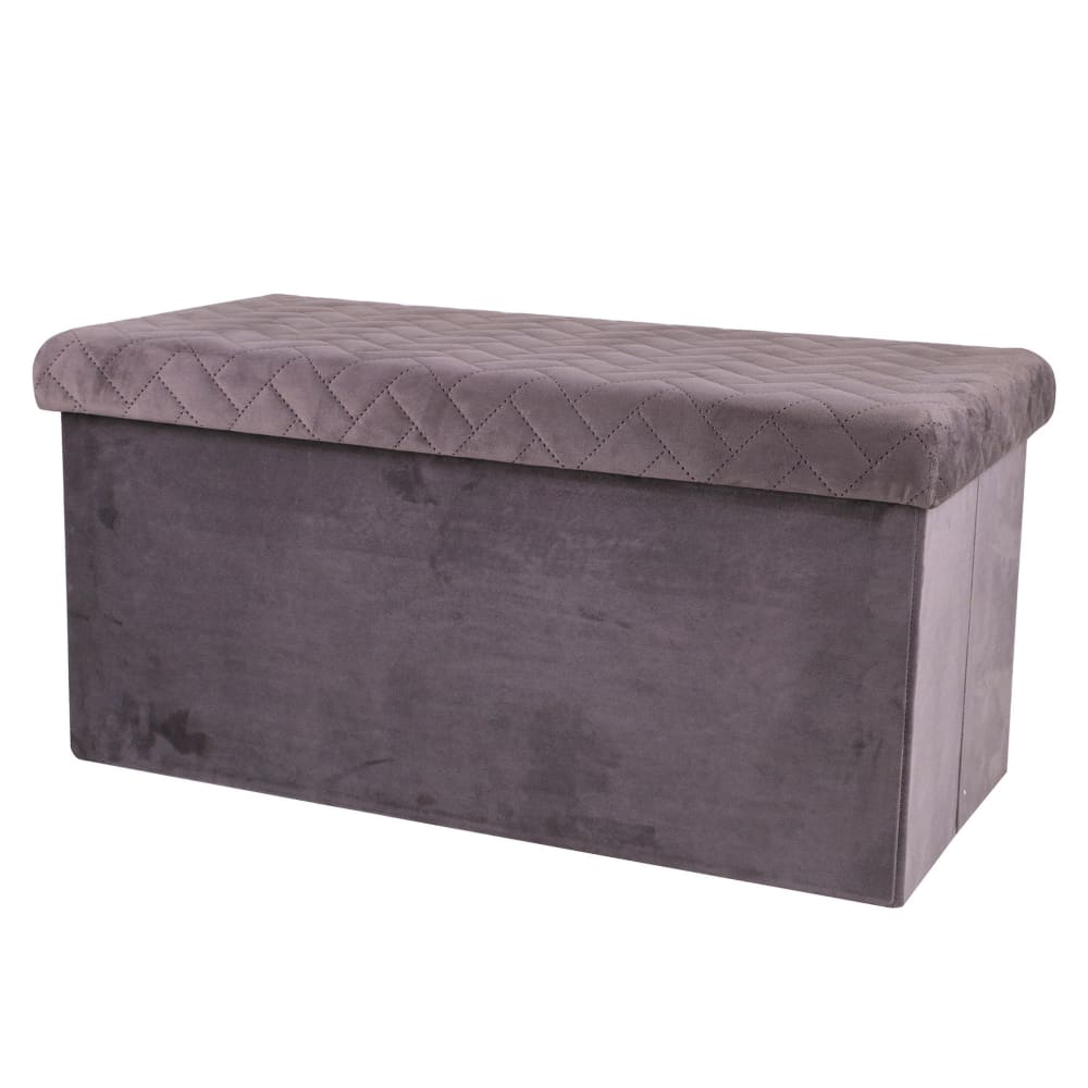 Banquette coffre de rangement velours gris - 76x37.5x37.5cm — Beyit