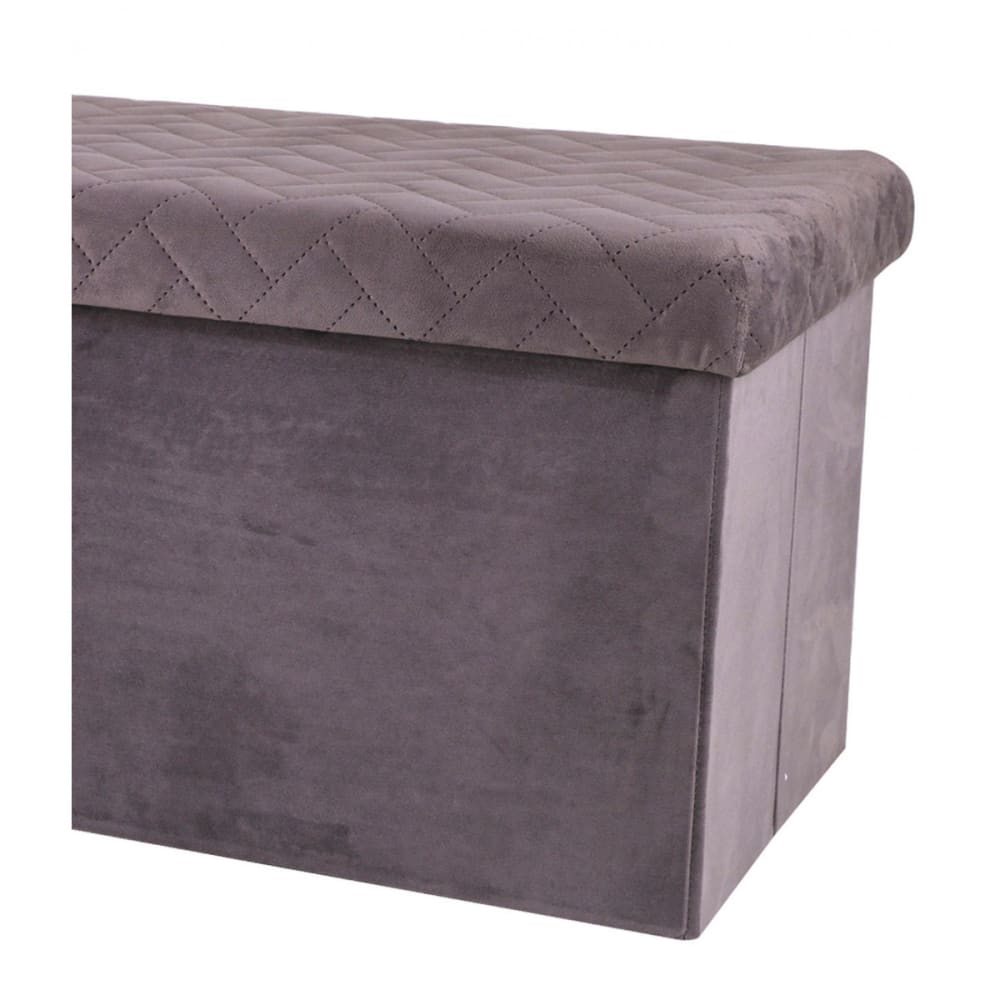 Banquette coffre de rangement velours gris - 76x37.5x37.5cm - Maisons du Monde