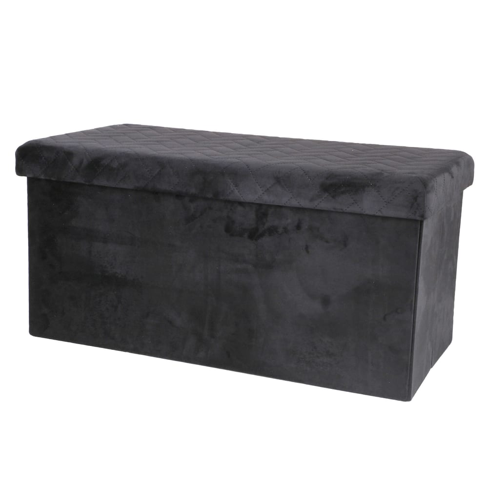 Urban Living Banquette coffre de rangement velours noir - 76x37.5x37.5cm Noir Pes - Polyester - 76x38x38cm
