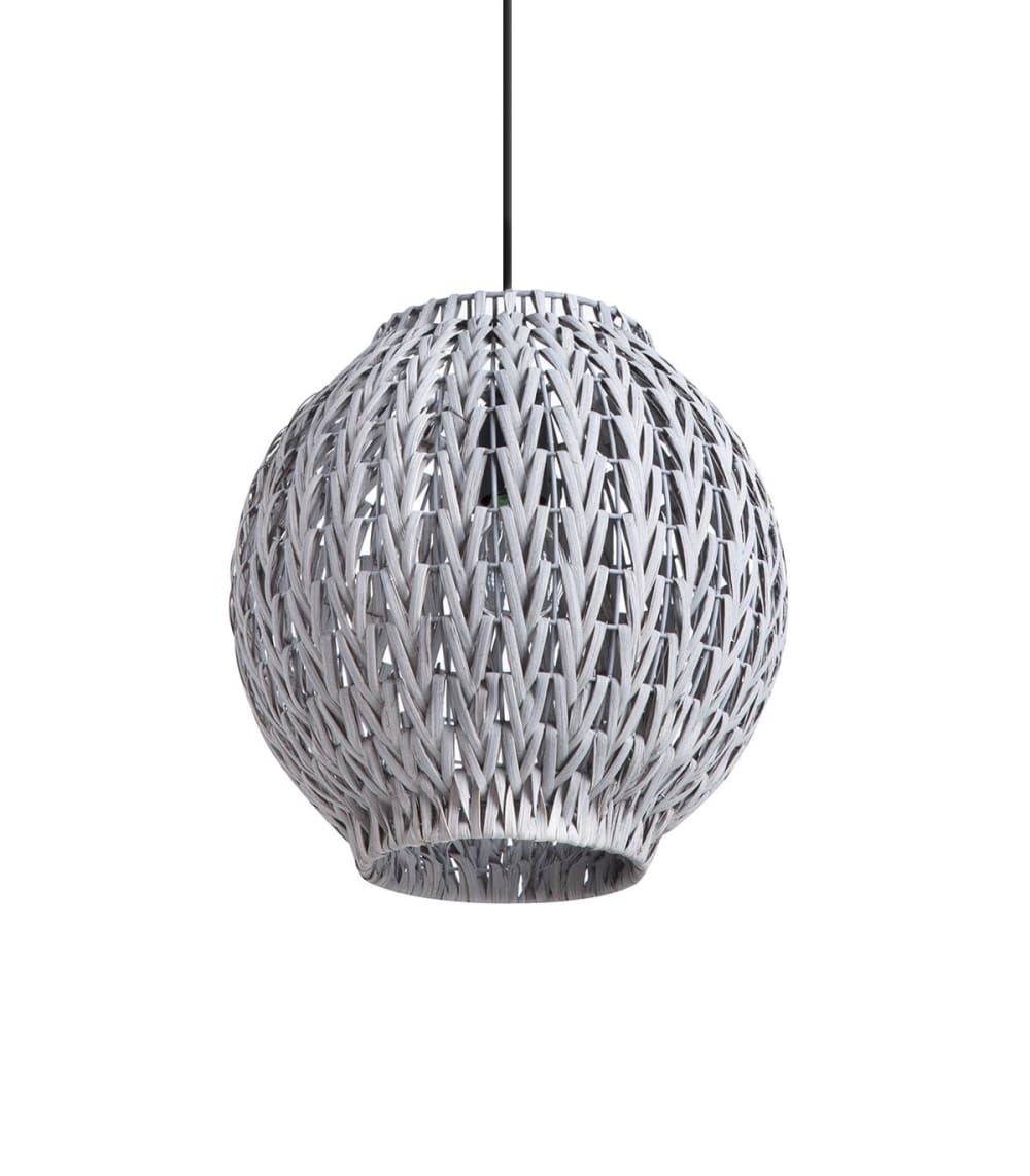 Suspension en rotin gris, d.30 cm