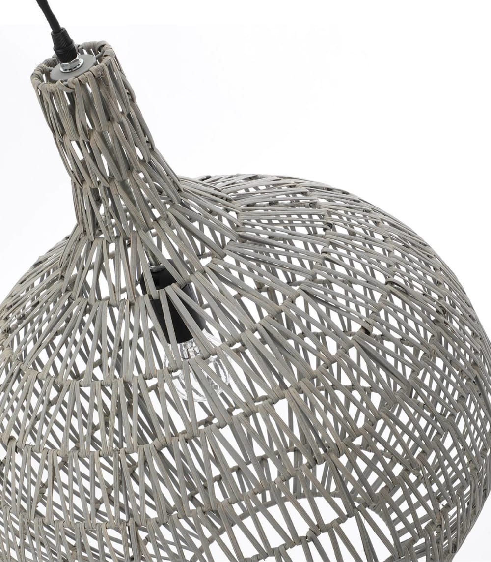 Suspension en rotin gris, d.44 cm — vue 4