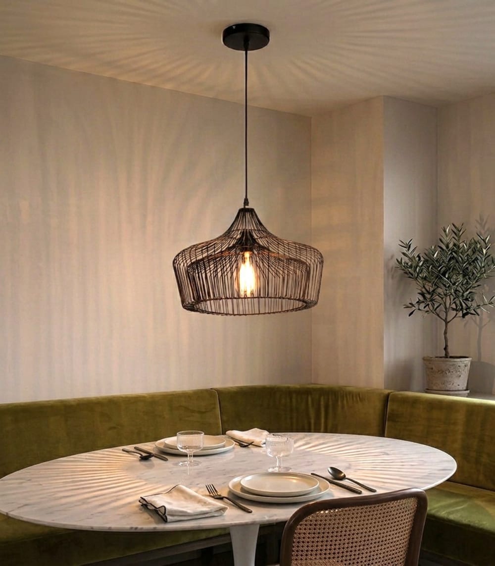 Suspension en métal noir, d.40 cm - Maisons du Monde