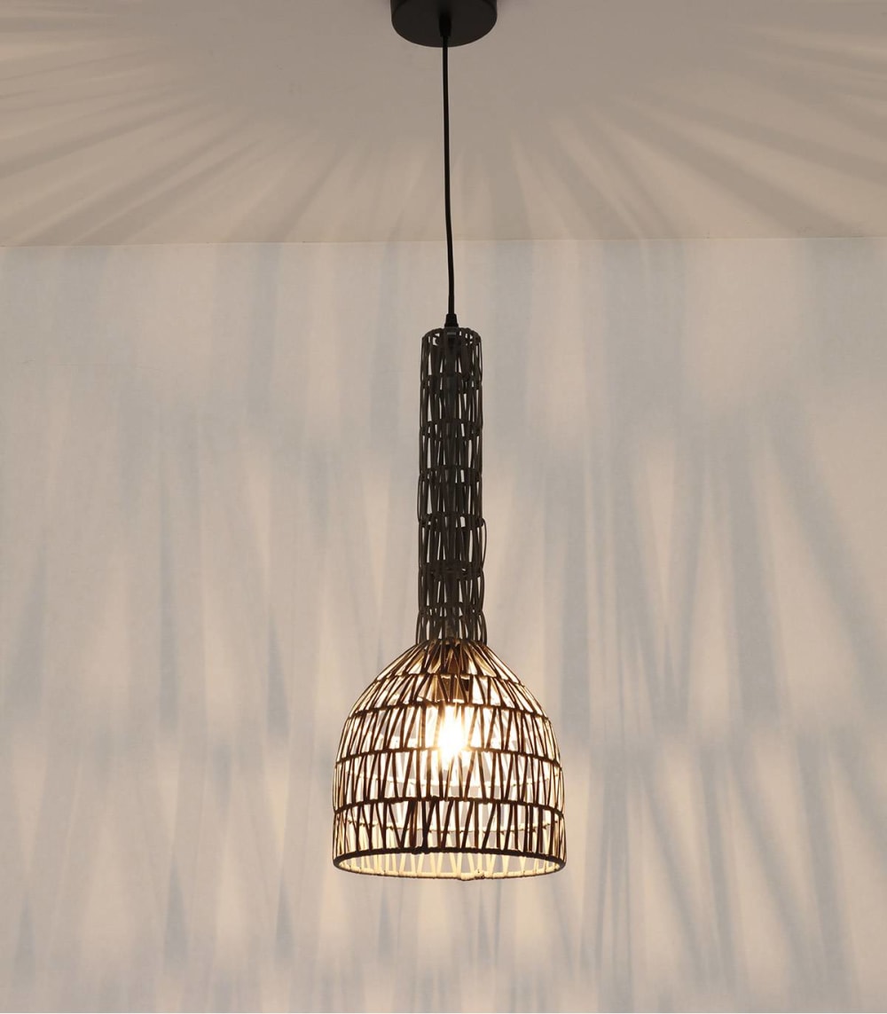 Suspension en rotin noir, d.23 cm — vue 3