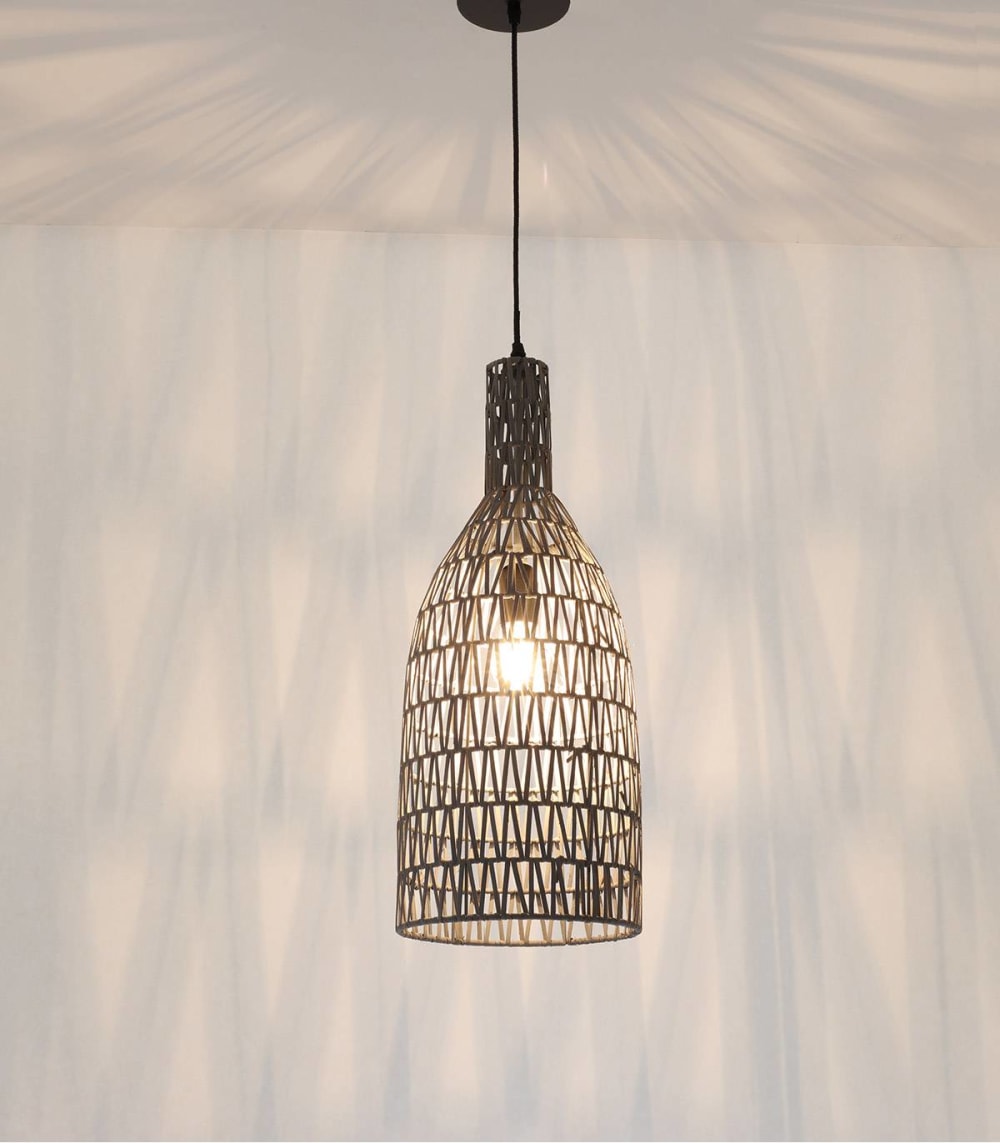 Suspension en rotin gris, d.22 cm — vue 3