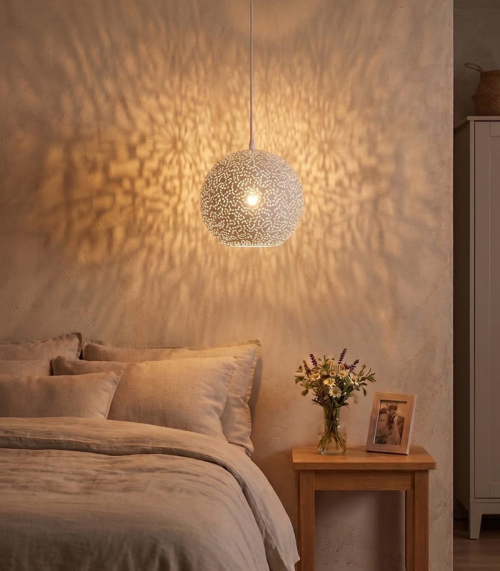 Suspension en métal blanc, d.30 cm - Maisons du Monde