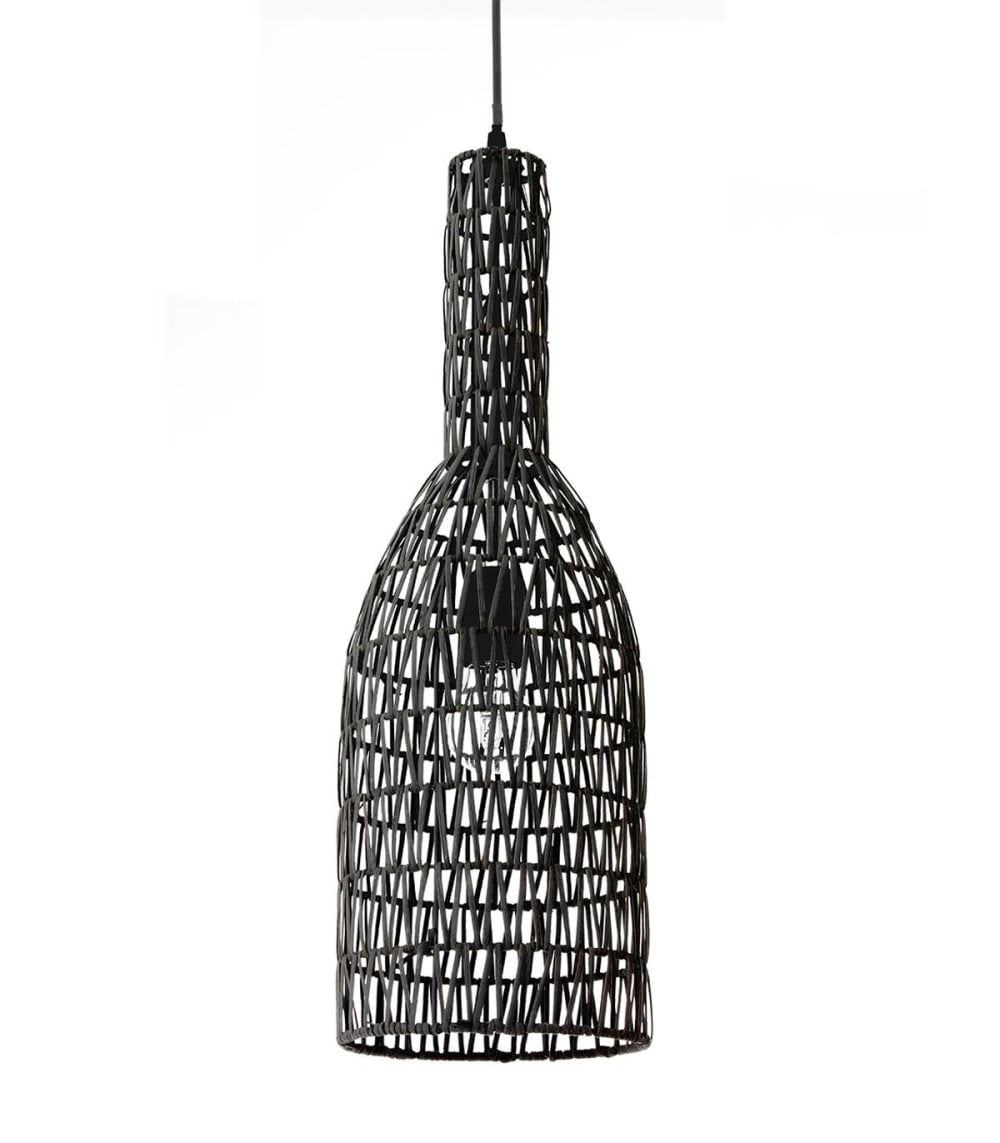 suspension en rotin noir, d.19 cm