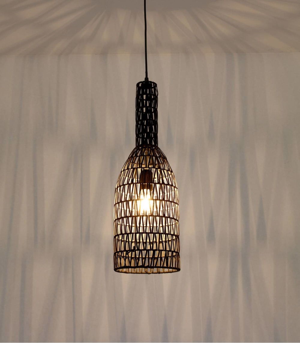 Suspension en rotin noir, d.19 cm — vue 4