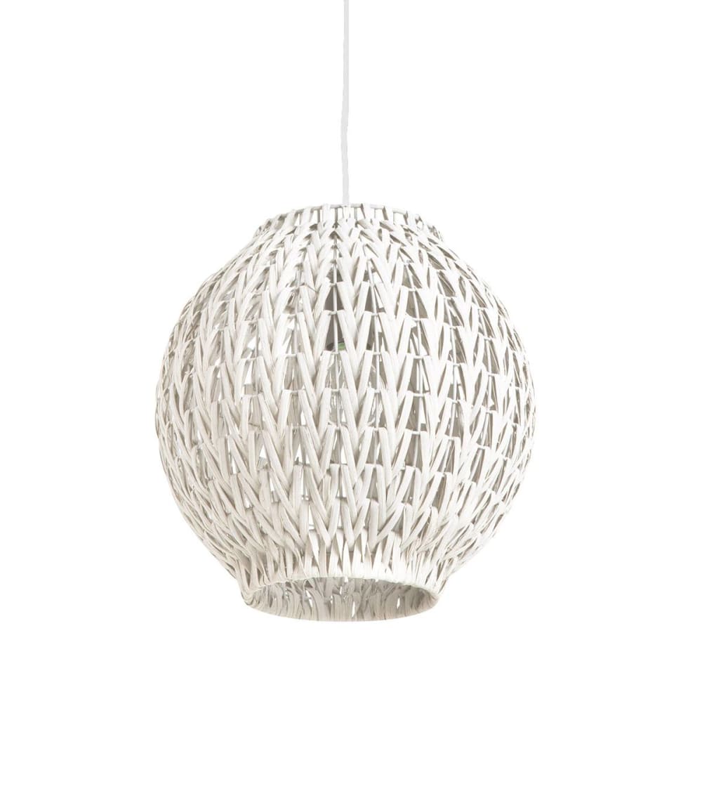 suspension en rotin blanc, d.31 cm