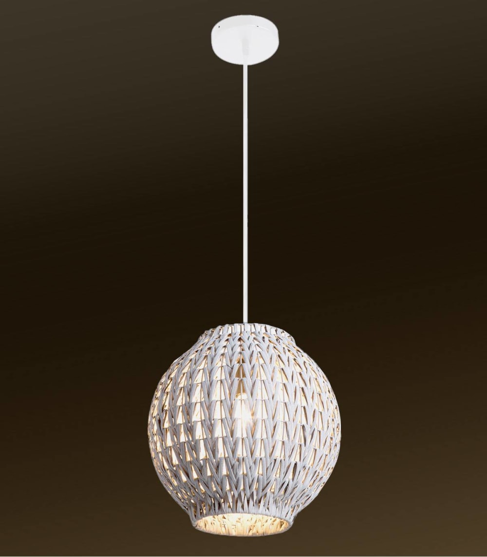 Suspension en rotin blanc, d.30 cm — vue 3