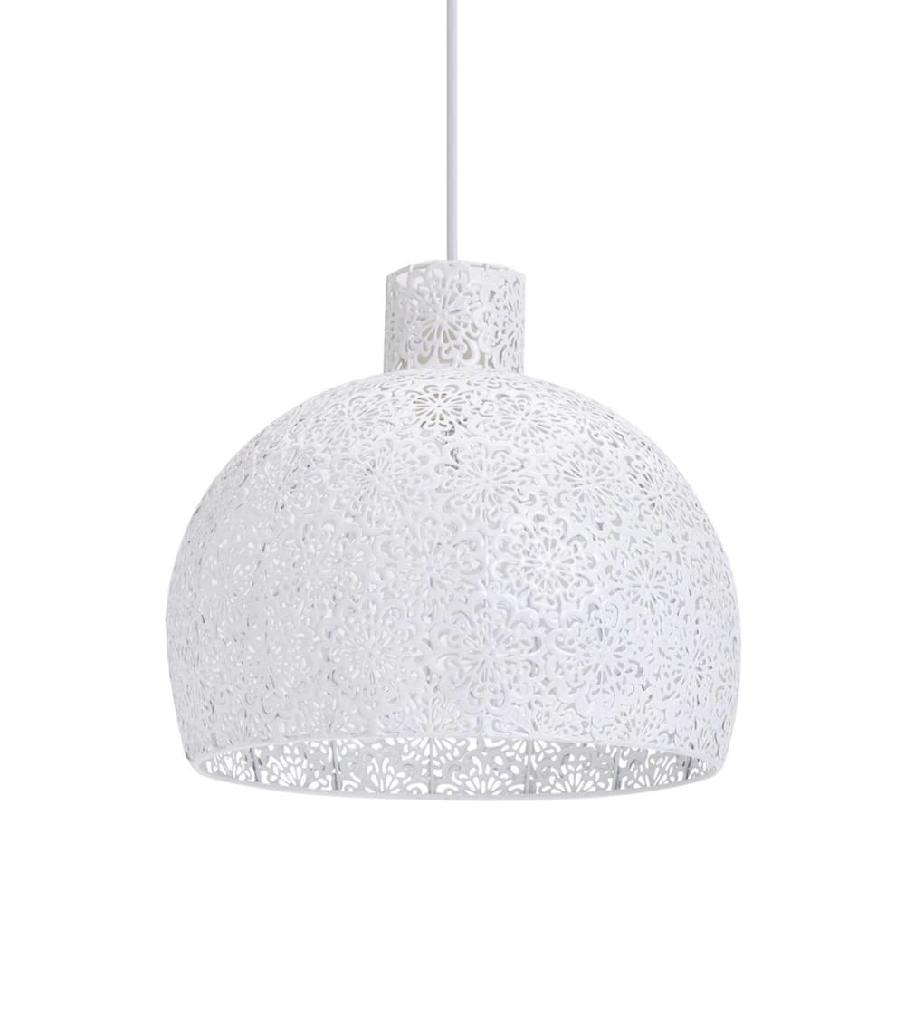 suspension en métal blanc, d.28 cm