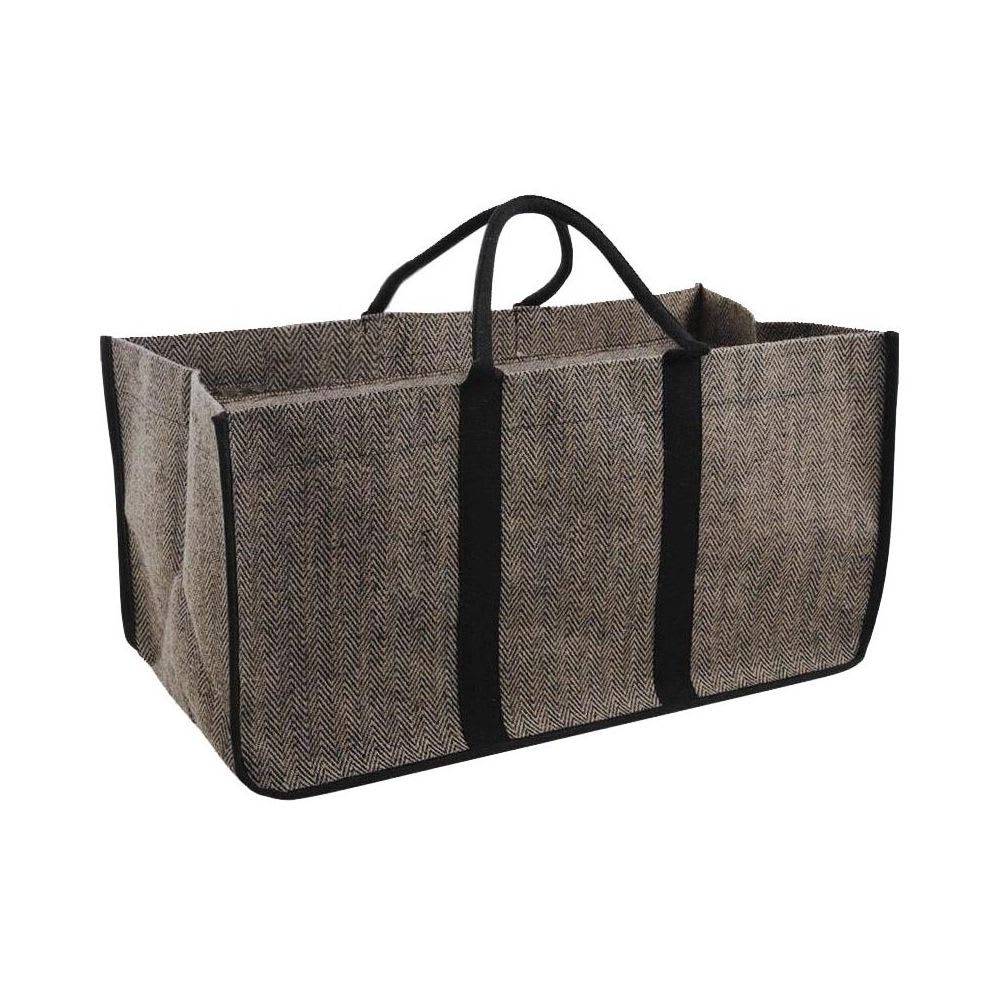 Sac à bûches chevrons en toile de jute plastifiée marron - Maisons du Monde
