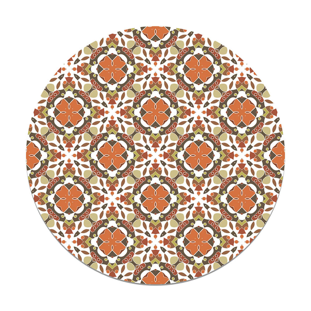 Alfombra vinilo redonda hidráulico oriental mosaico naranja 190x190cm