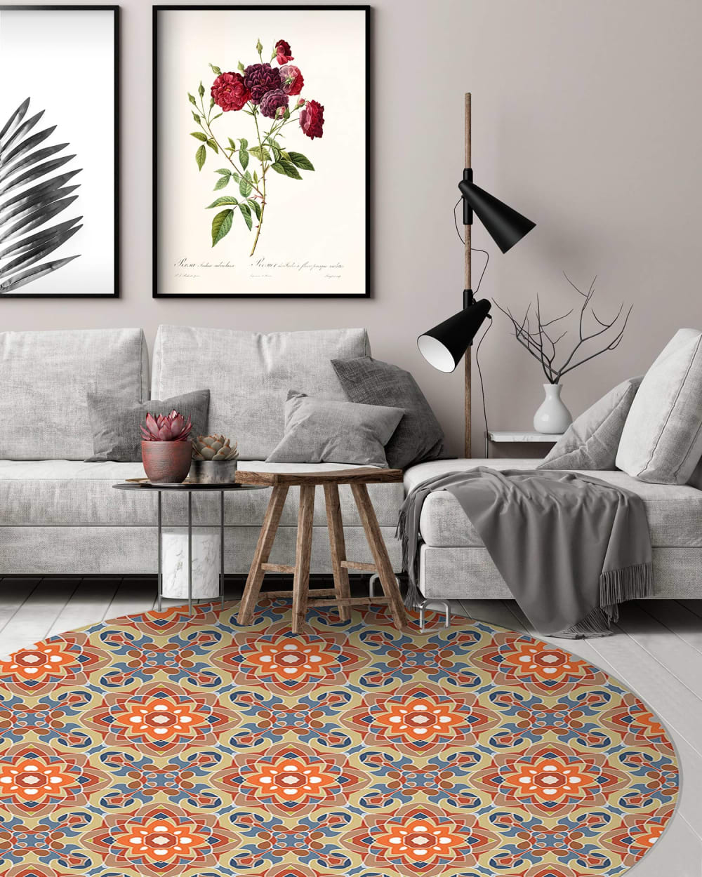 Alfombra vinilo redonda azulejo oriental floreada original 190x190cm - Maisons du Monde