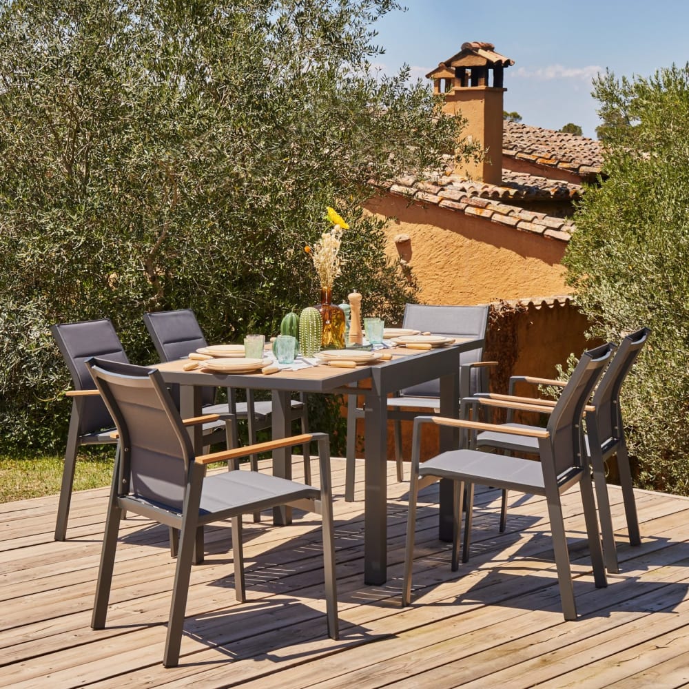 Table de jardin à rallonge en aluminium gris 160/80×80cm et polywood - Maisons du Monde