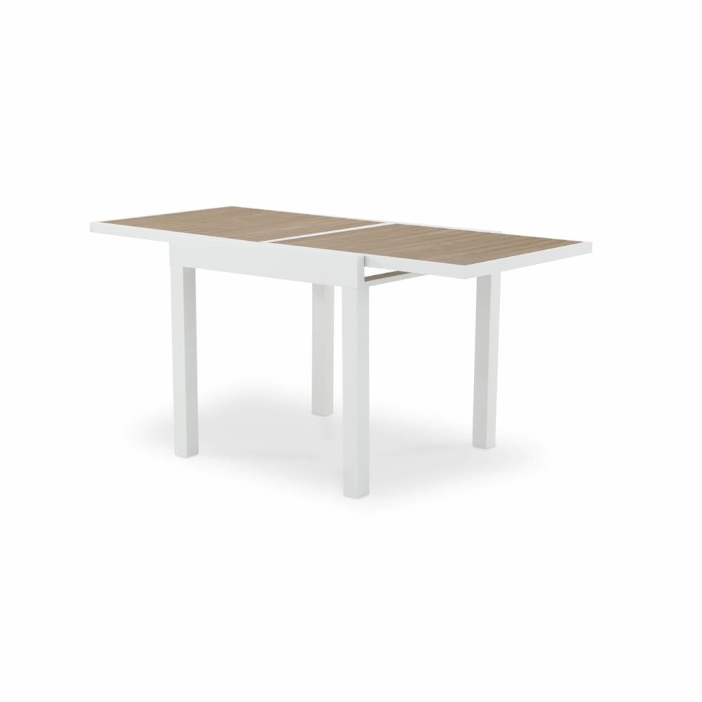 Mesa jardín extensible aluminio blanco 160/80x80 cm y polywood