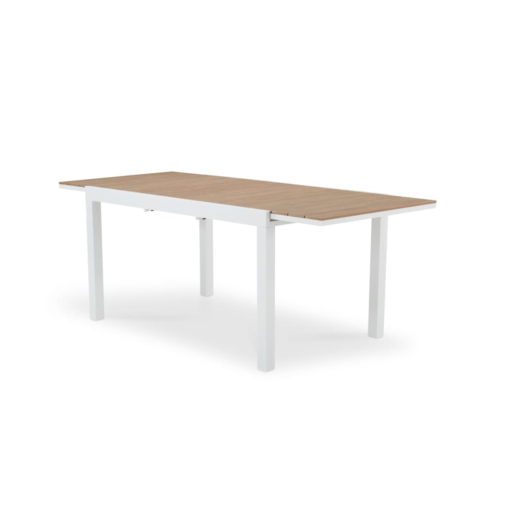 Mesa jardín extensible aluminio blanco 200/140x90 cm y polywood