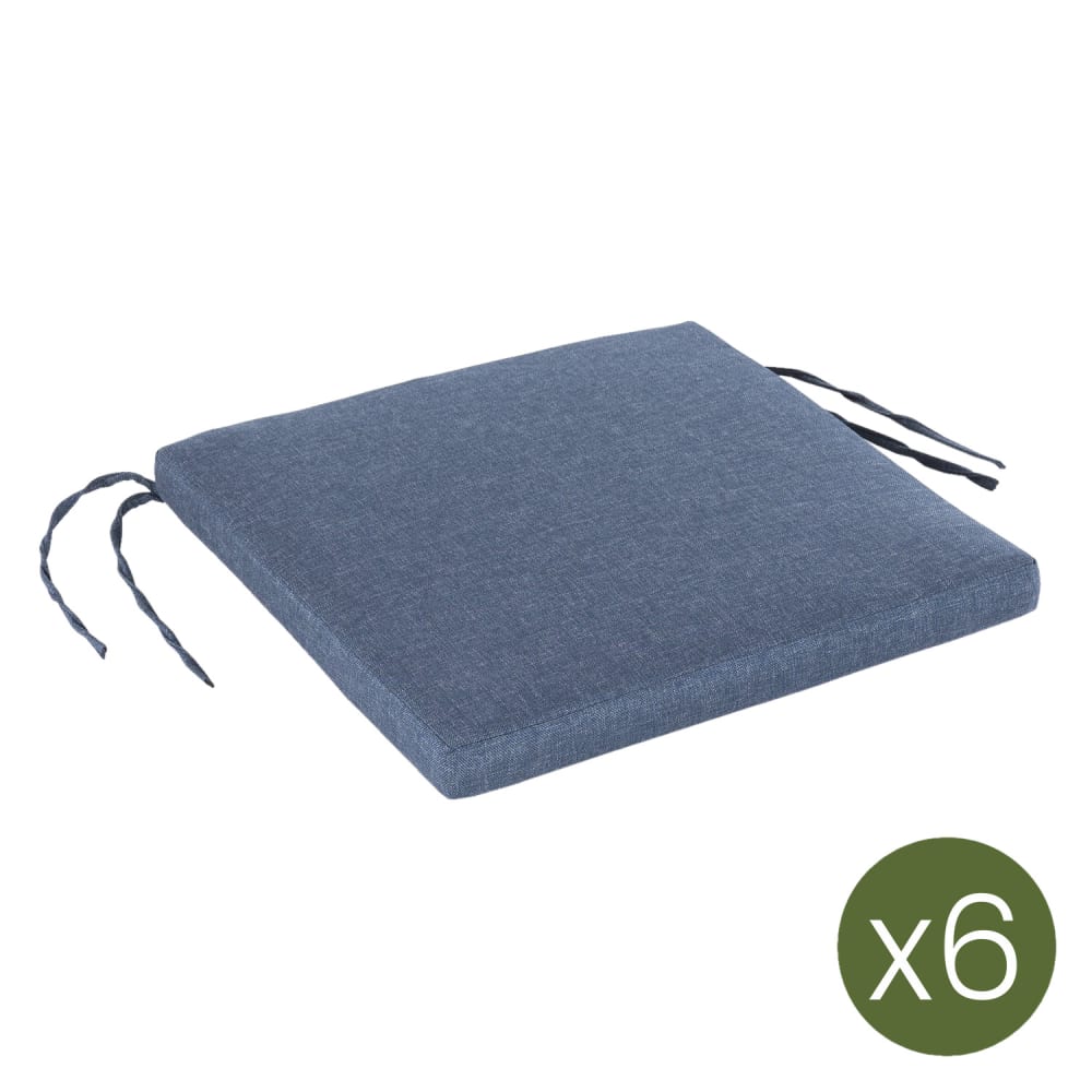 Pack de 6 cojines para sillas de jardín estándar olefin azul 44x44 cm