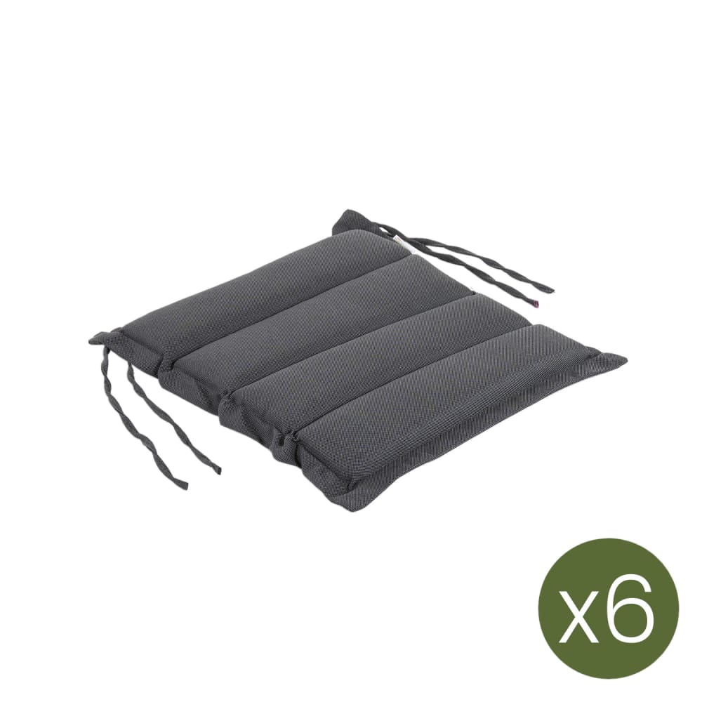 Pack de 6 cojines para sillas de jardín olefin gris 37x37 cm