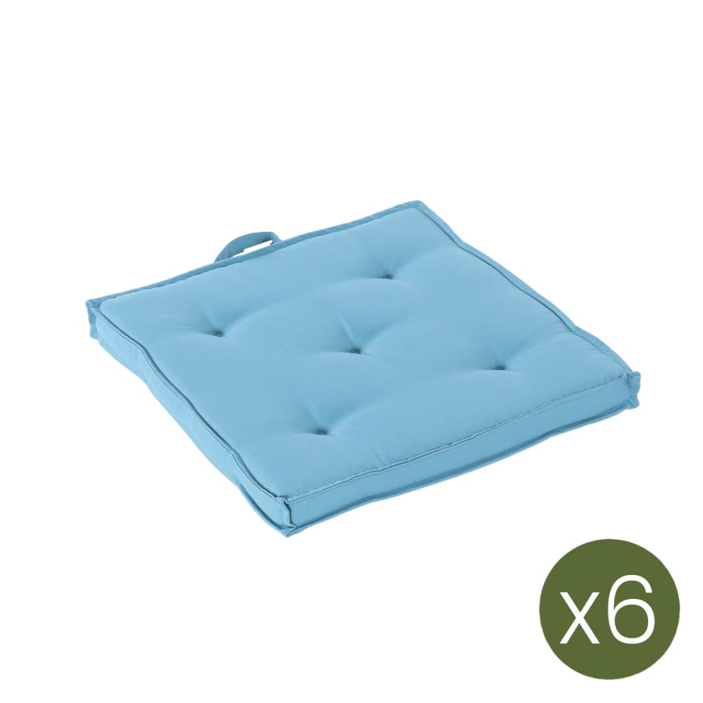 Pack de 6 cojines para sillas de jardín color turquesa 42x42x5 cm