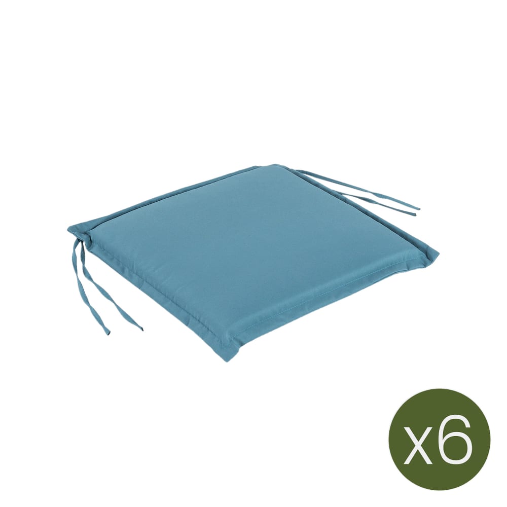 Pack de 6 cojines asiento para silla de jardín turquesa 42x40x3 cm