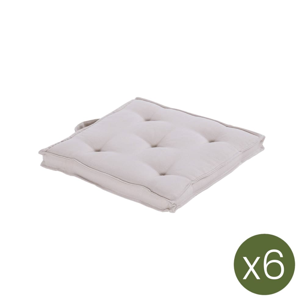 Pack de 6 cojines para sillas de jardín olefin crudo 42x42 cm