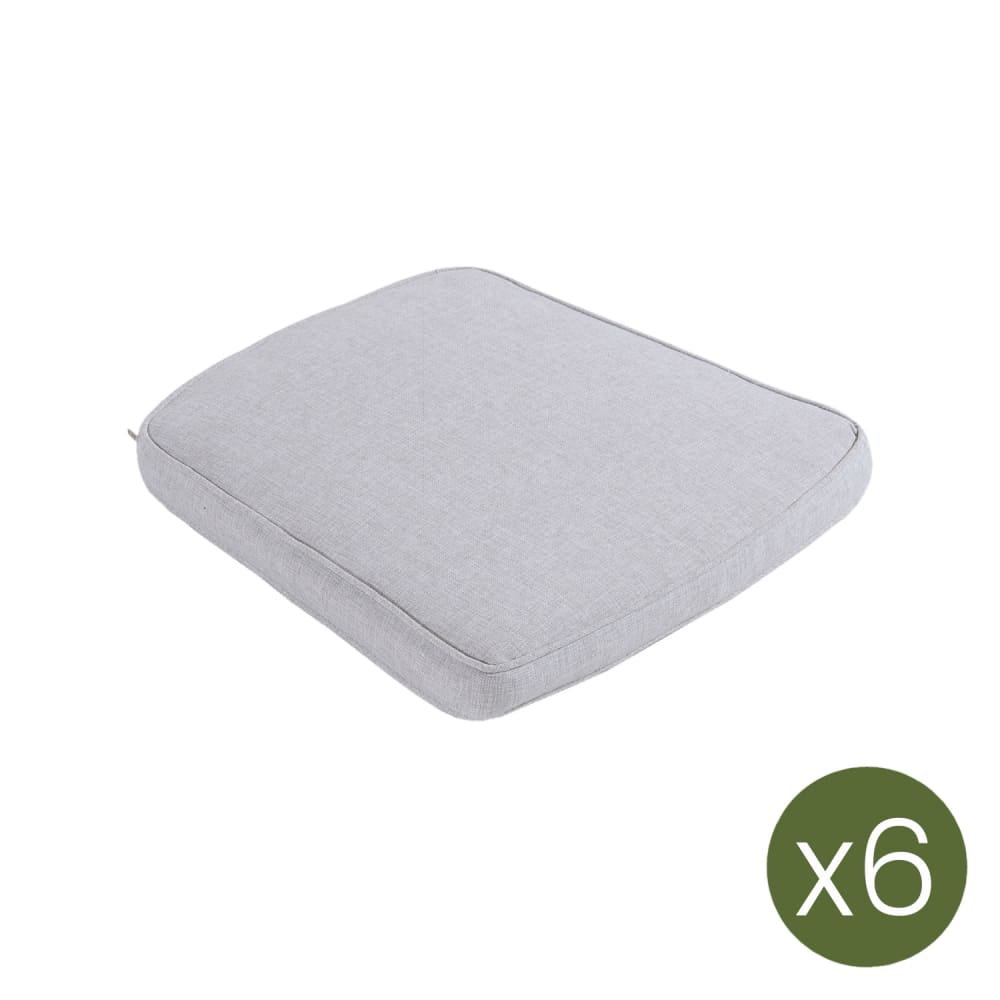 Pack de 6 cojines de sillas de jardín curvo olefin gris claro 45x47cm