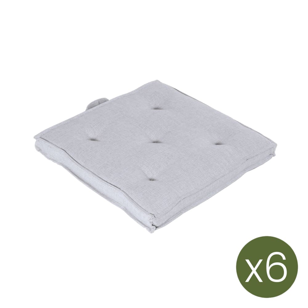 Pack de 6 cojines para sillas de jardín olefin gris claro 42x42 cm
