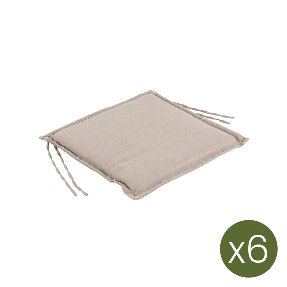 Pack de 6 cojines de sillas de jardín olefin marrón tostado 40x42 cm