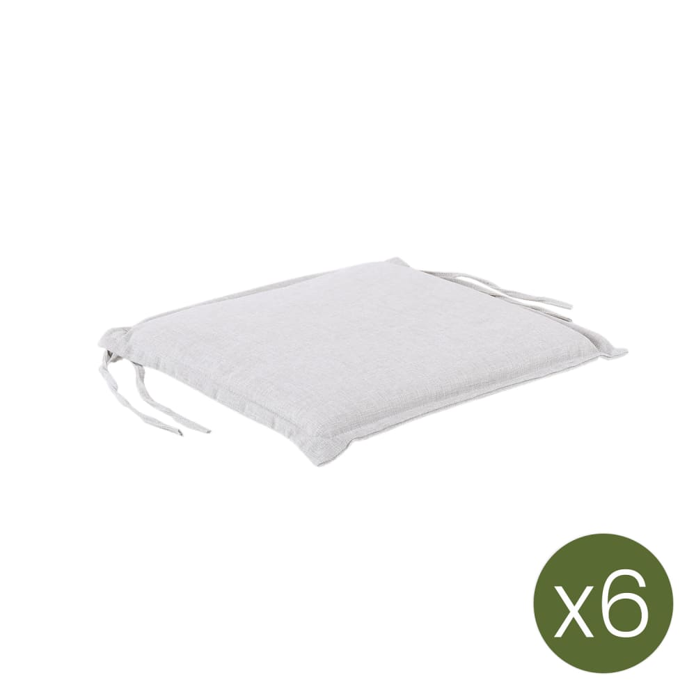 Pack de 6 cojines para sillas de jardín olefin gris claro 40x42 cm