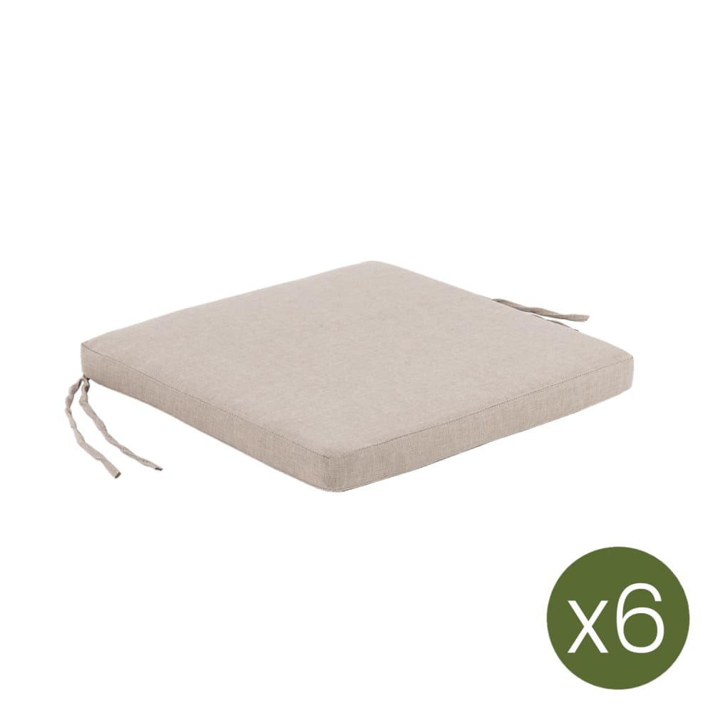 Pack de 6 cojines de sillas de jardín olefin marrón tostado 44x44 cm