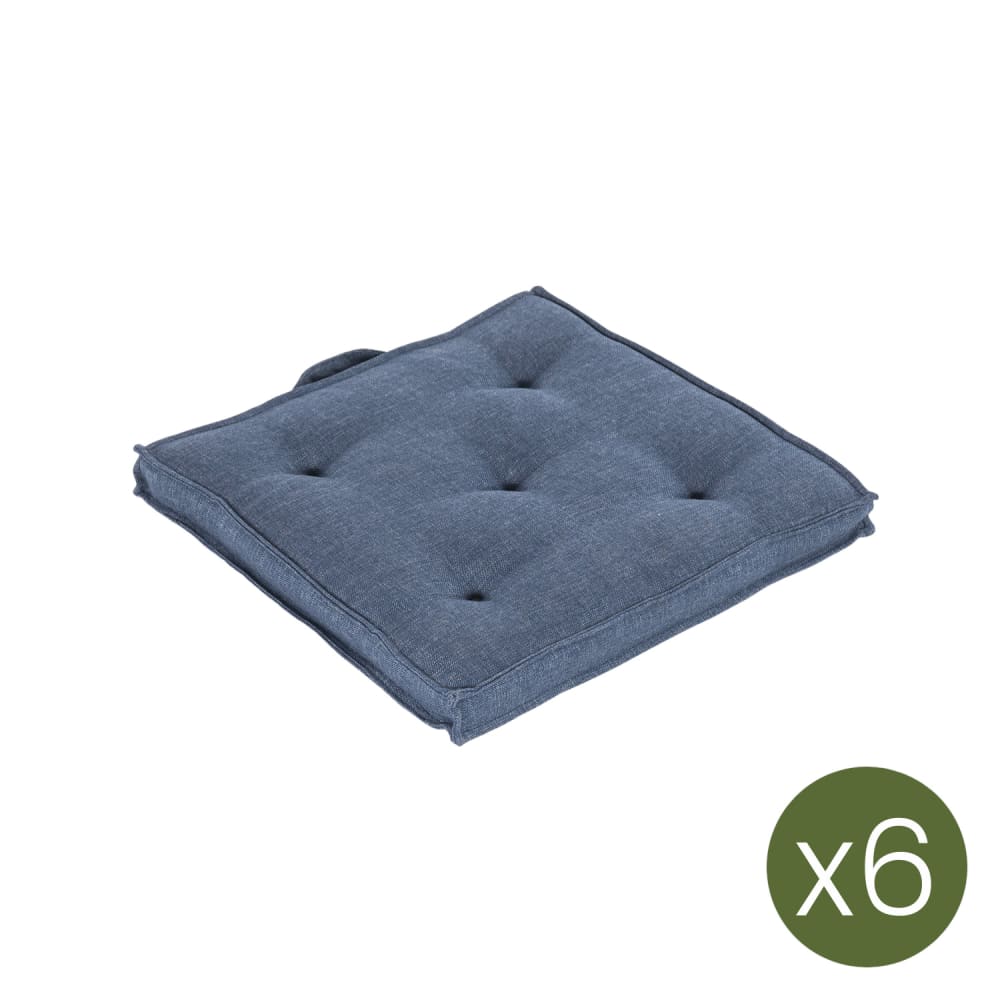 Pack de 6 cojines para sillas de jardín olefin azul 42x42 cm