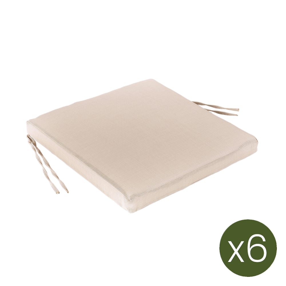 Pack de 6 cojines textilene para sillas de exterior arena 44x44 cm