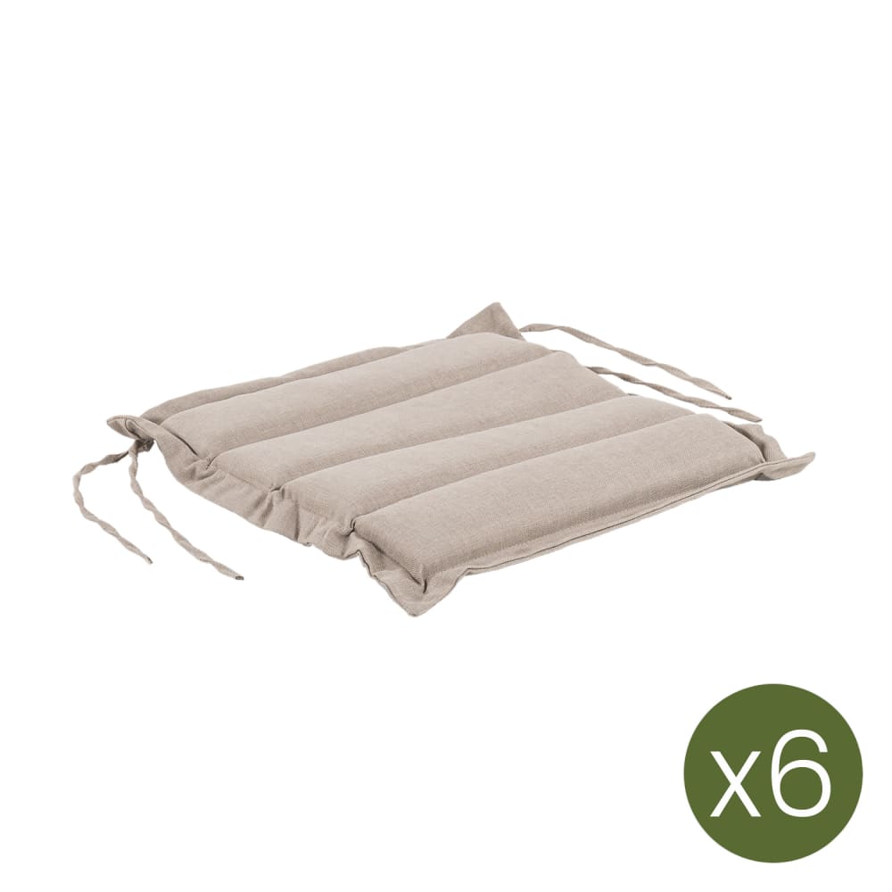 Pack de 6 cojines para sillas de jardín color marrón 37x37x5 cm