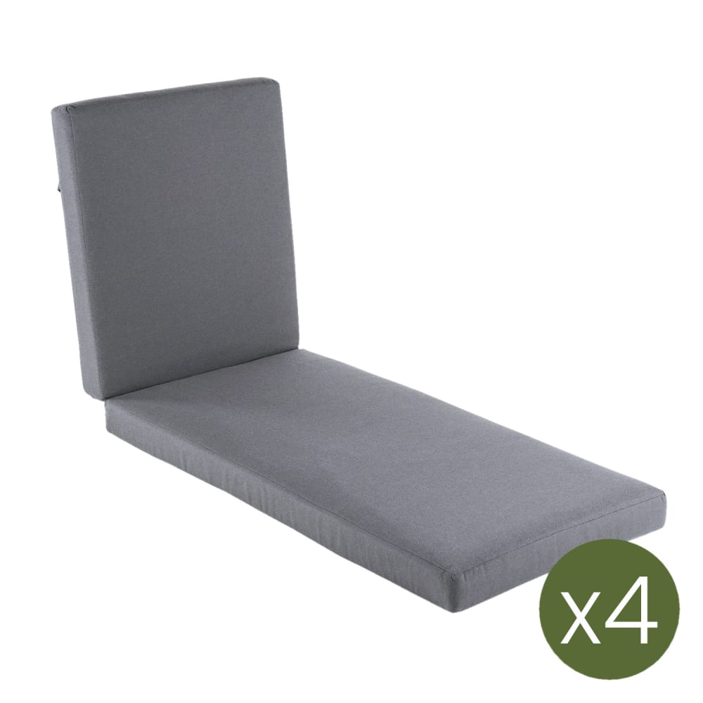 Pack de 4 cojines para tumbona olefin gris 190x60x10 cm