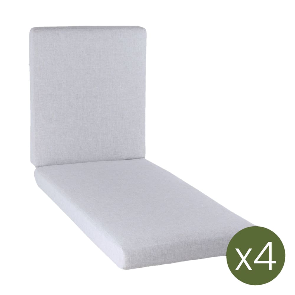 Pack de 4 cojines para tumbona olefin gris claro 190x60x10 cm