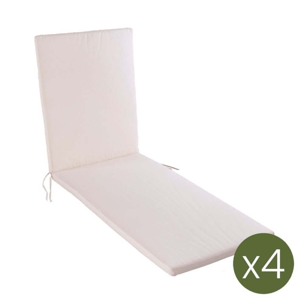 Pack de 4 cojines para tumbona de exterior color beige 196x60x5 cm