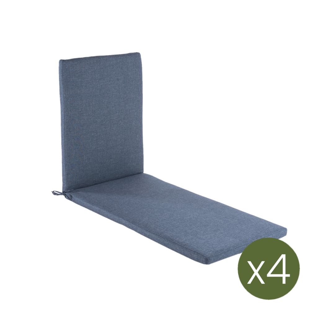 Pack de 4 cojines para tumbona olefin azul 196x60x5 cm