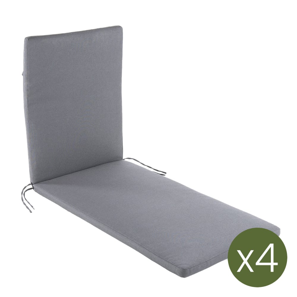 Pack de 4 cojines para tumbona olefin gris 196x60x5 cm