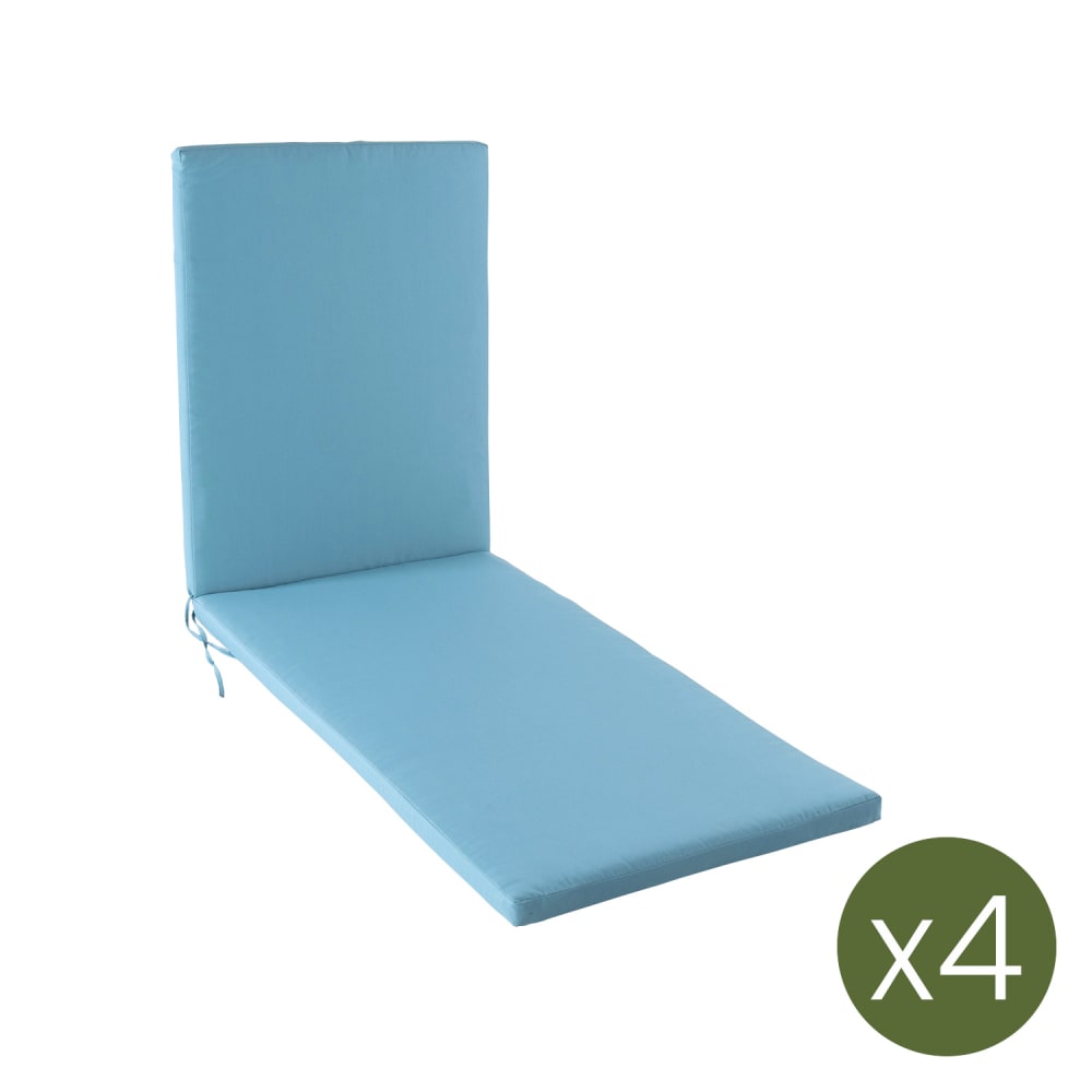 Pack de 4 cojines para tumbona de exterior color turquesa 196x60x5 cm