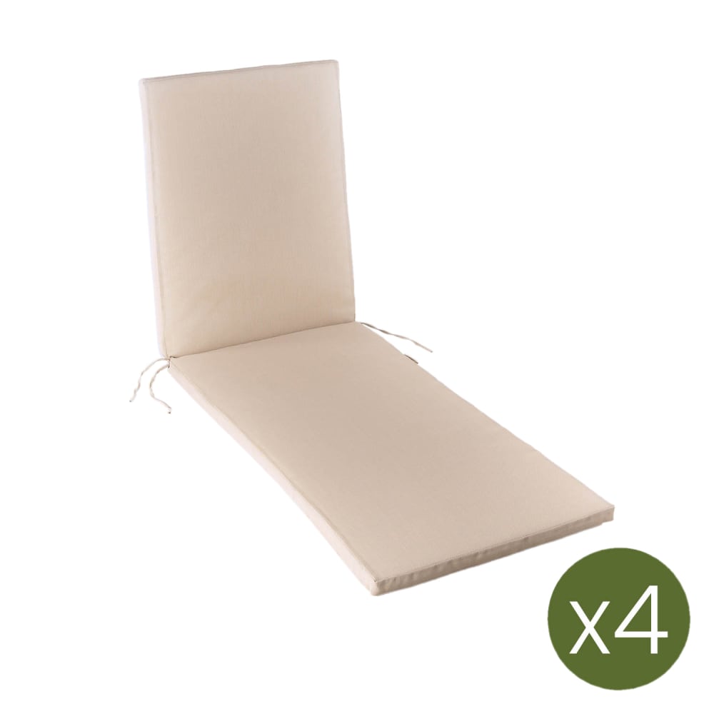 Pack de 4 cojines textilene para tumbona de piscina arena 196x60x5 cm