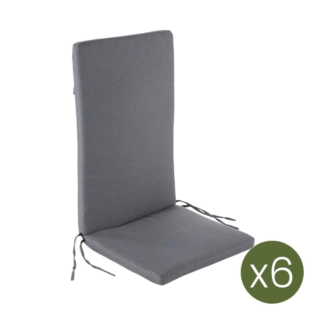Pack de 6 cojines para sillón de jardín reclinable olefin gris