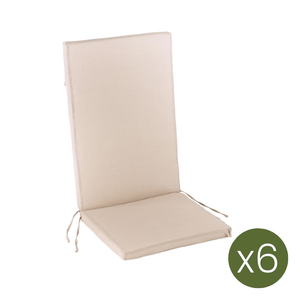 Pack de 6 cojines textilene para sillas de exterior reclinables arena