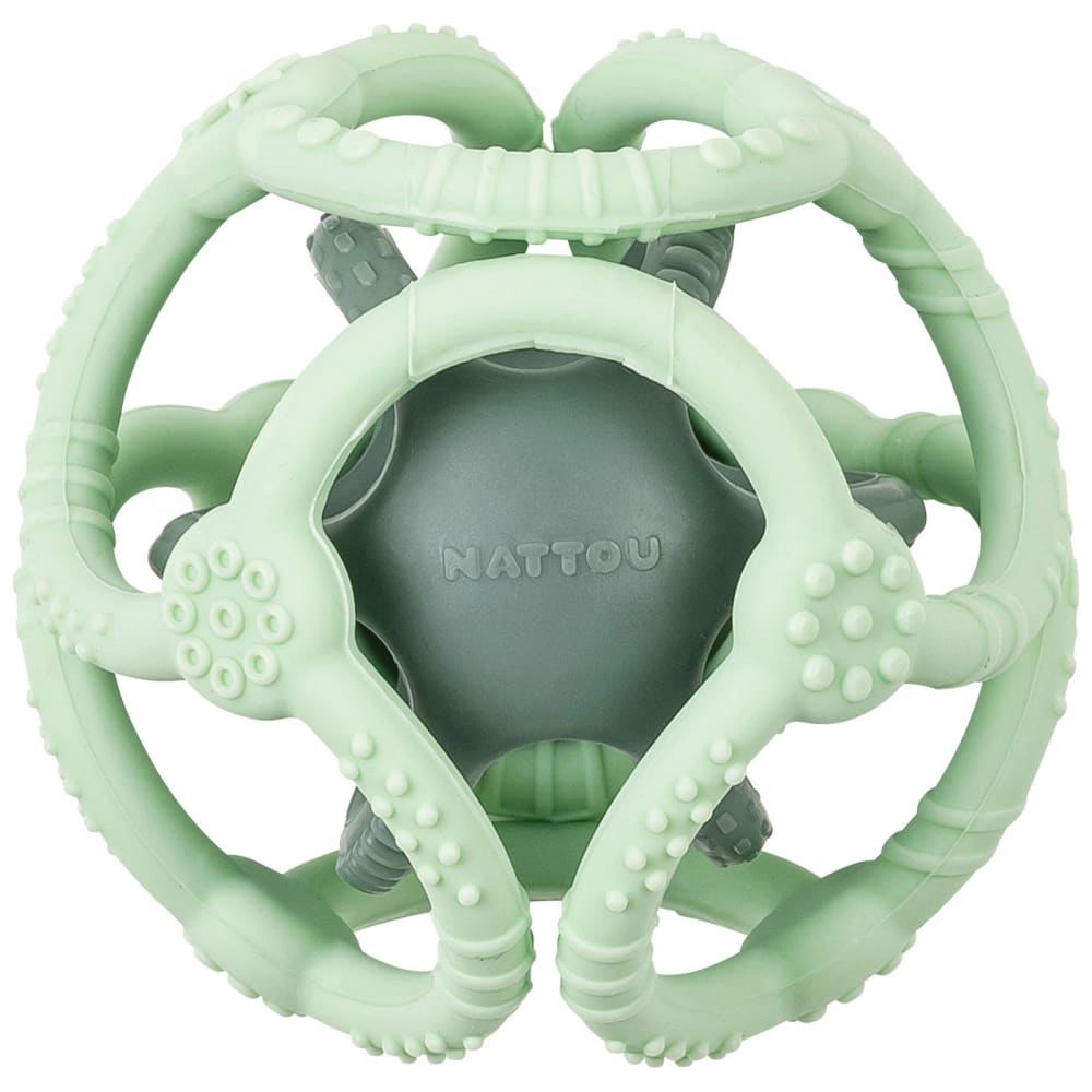 Nattou Lot de 2 balles encastrables en silicone Vert Silicone Poly Organo Siloxane - 10x10x10cm