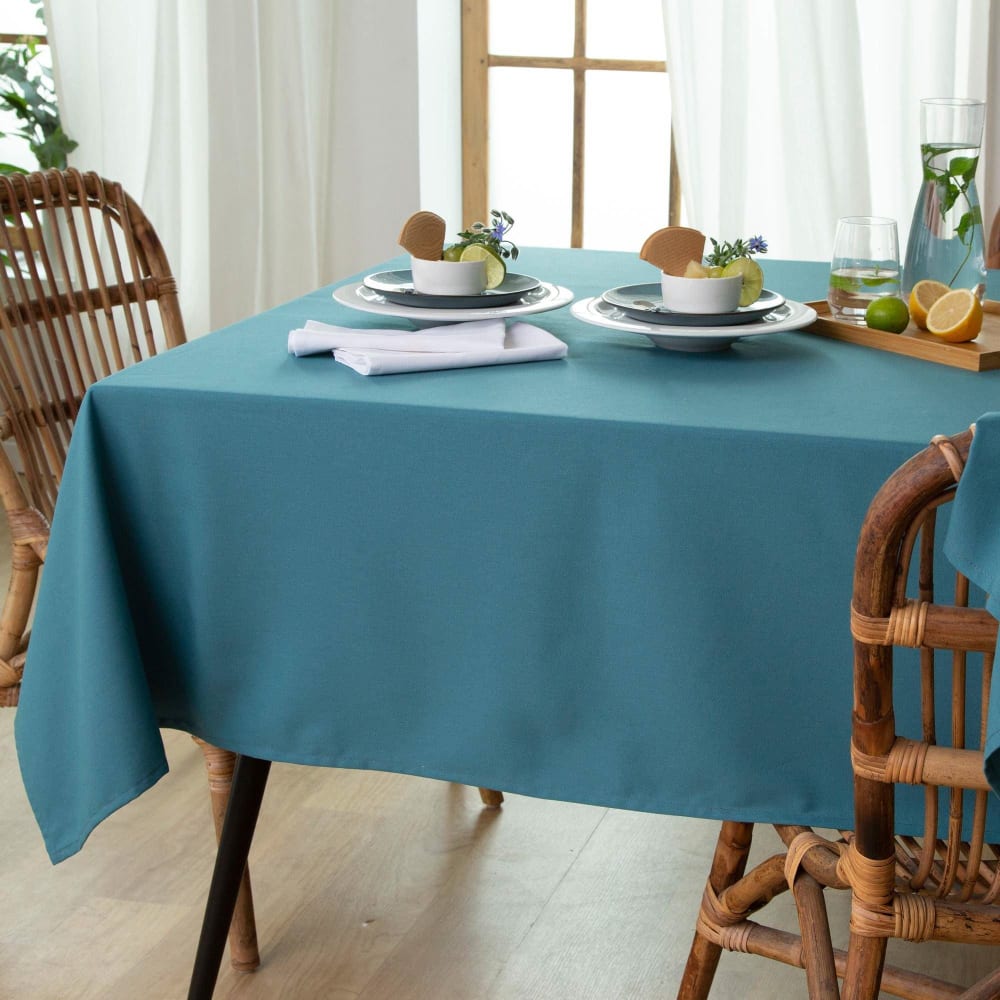 Nappe en coton bleu canard 150x300cm
