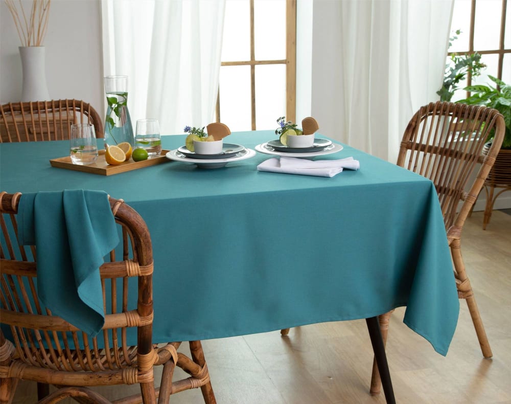 Nappe en coton bleu canard 150x250cm